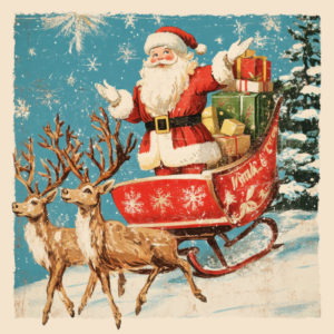 On his Sleigh - Christmas Card